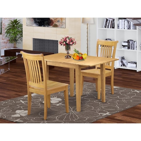 East West Furniture 3 Piece Norden Wood Dining Table Set - Oak NDPO3-OAK-W